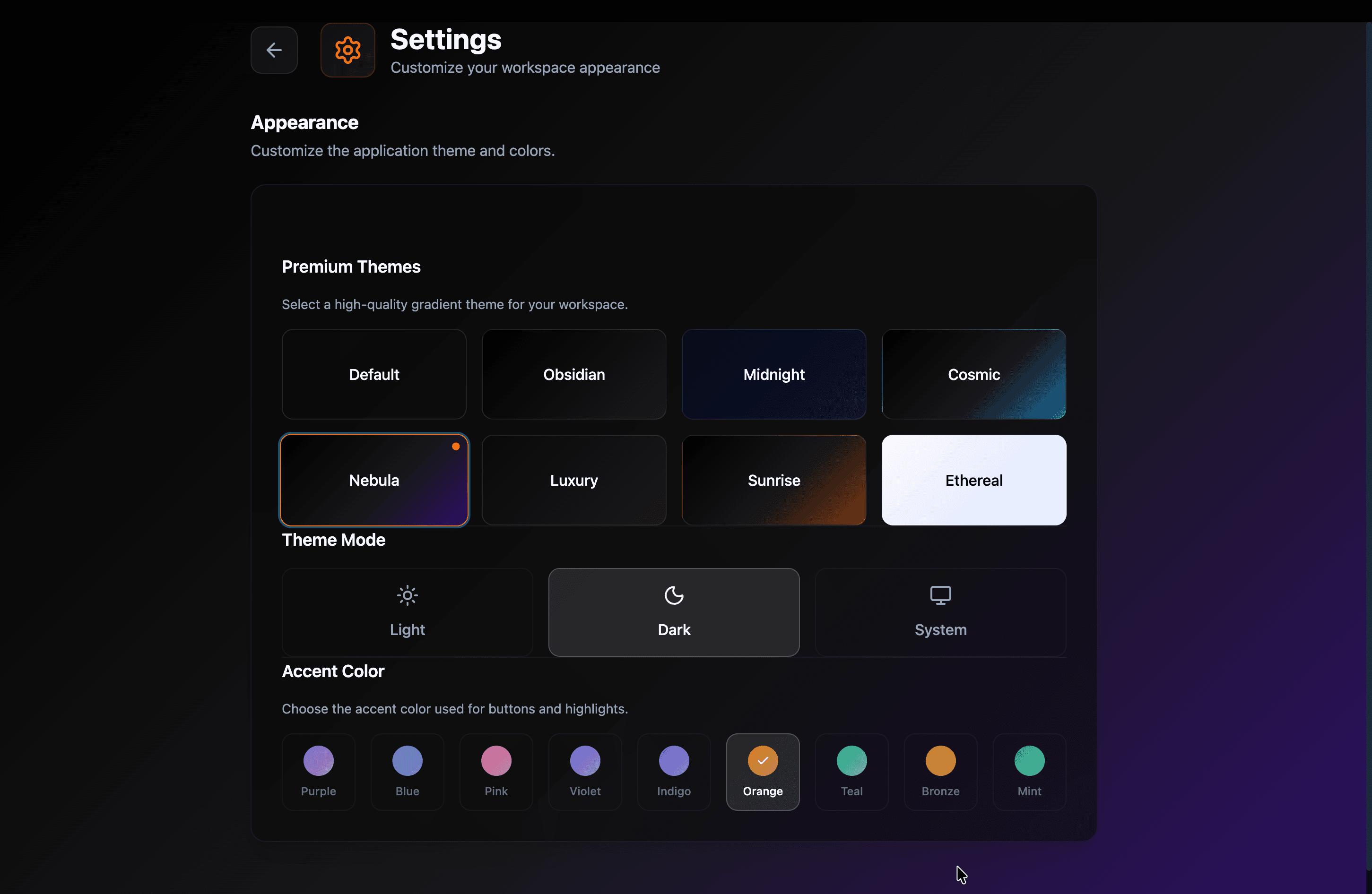 Settings Tab